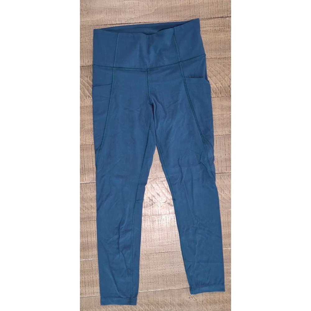 Womens Altheta Dark Teal Stash Pocket Salutation Tight Leggings Size Small